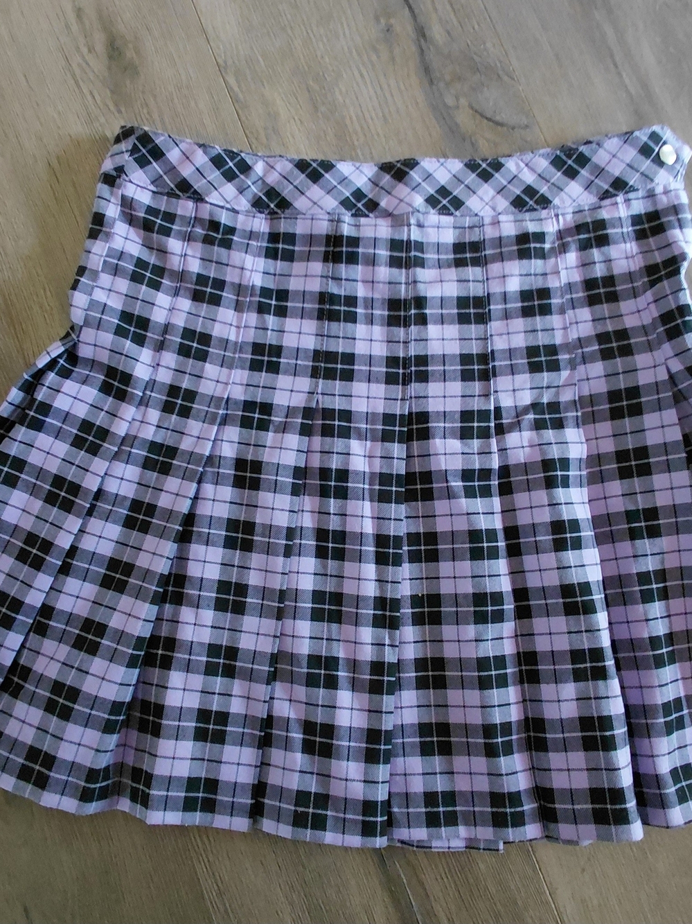 Vintage Y2K Pleated Lilac&Black Plaid Skirt - Women